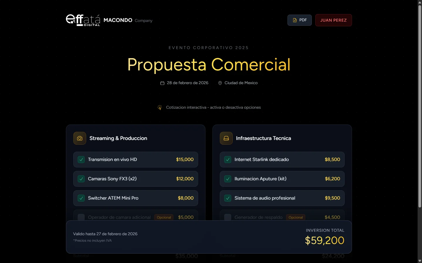 Captura de Cotizaciones Effat&aacute;